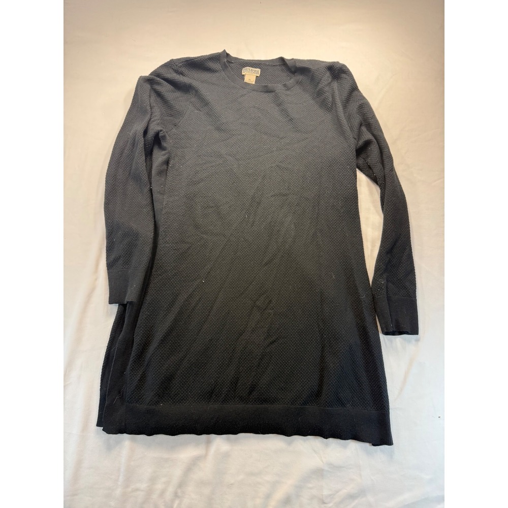 Duluth Trading Co Women XL Black Coolmax Knit Tunic Sweater Long Sleeve Textured